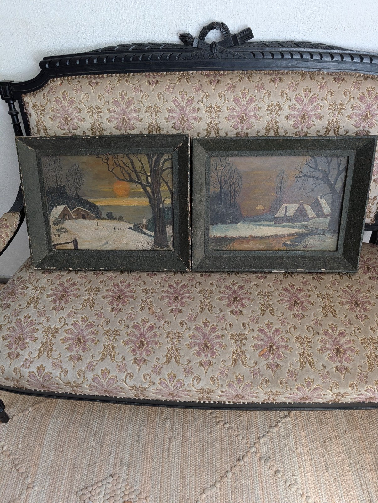 2 nostalgische schilderijen, Ophalen of Verzenden, Vrijstaande haard, Houthaard