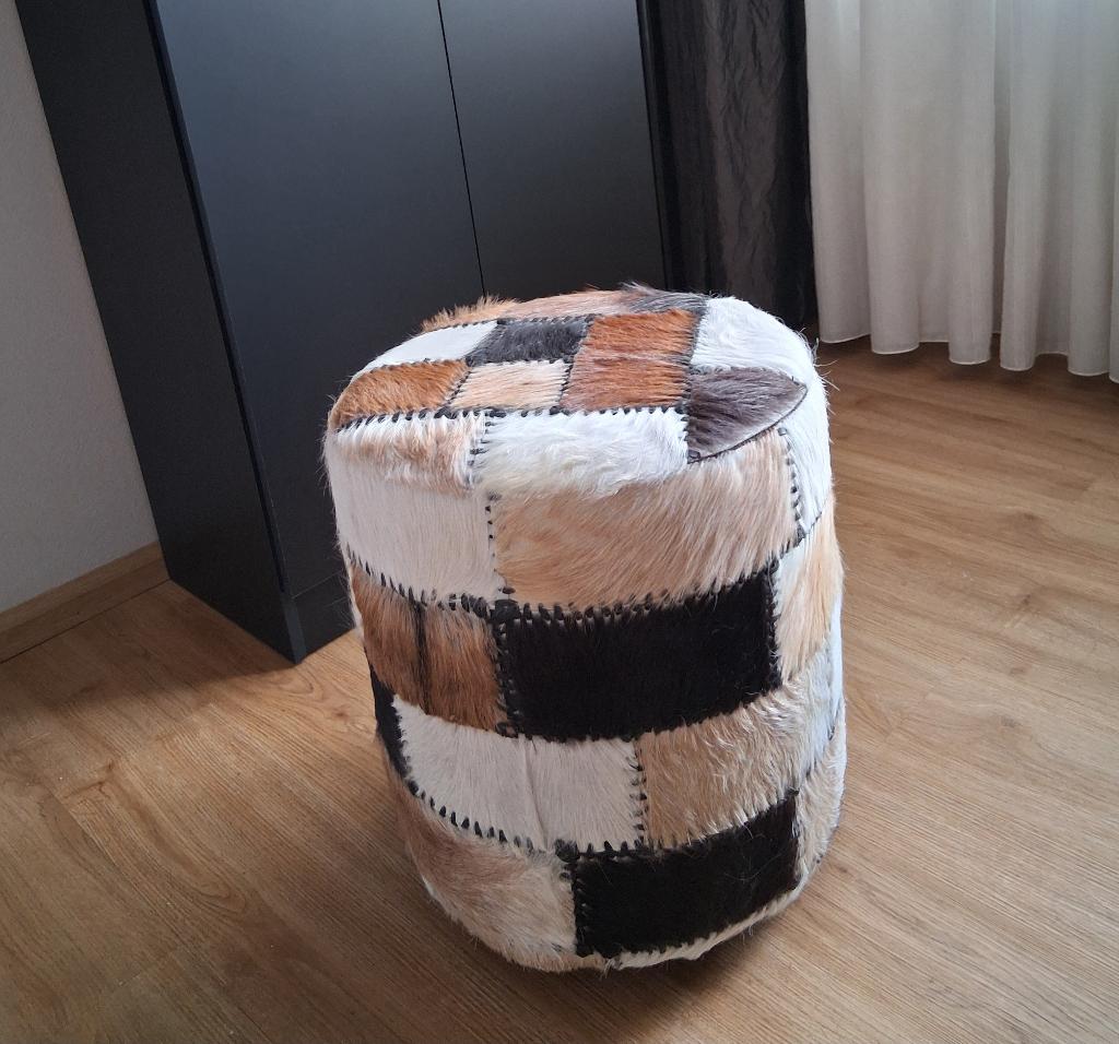 Poef koeienhuid nieuwstaat, Ophalen, Overige materialen, Minder dan 50 cm, Koeienhuid