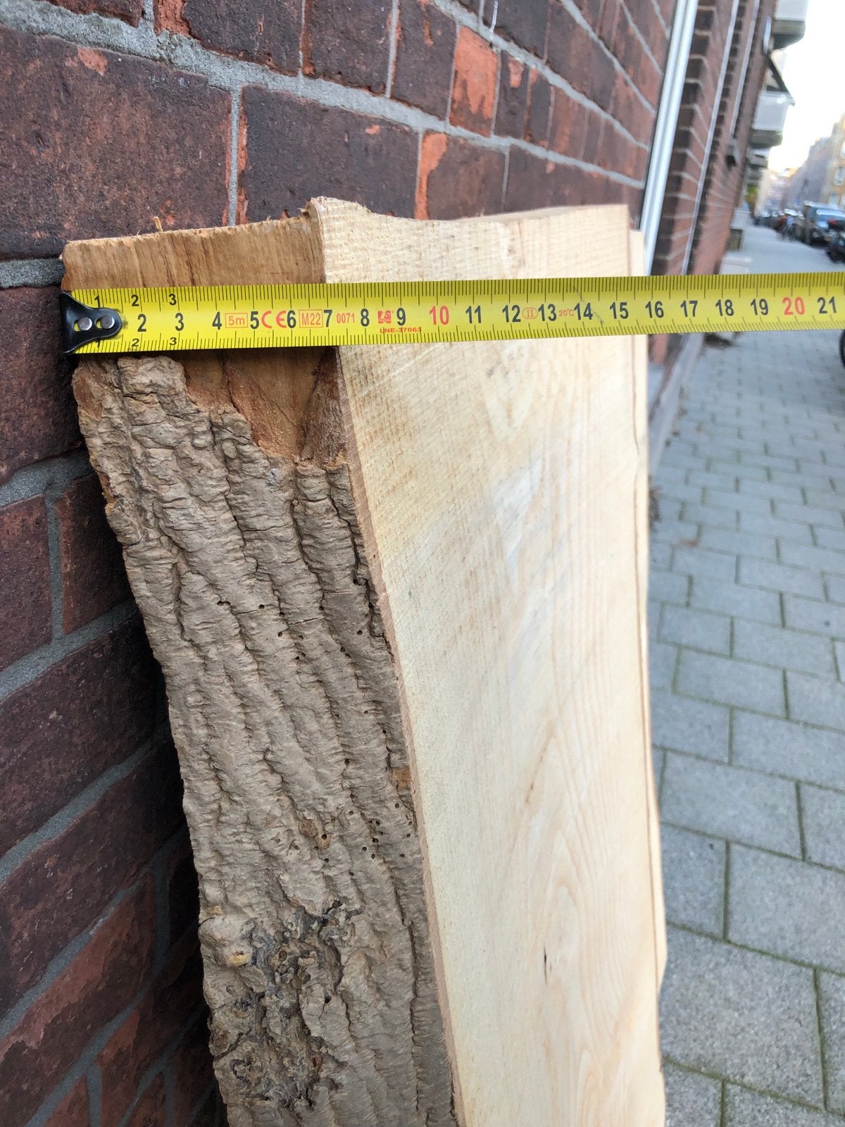 Boomstam schaaldelen 8 cm dik - 120 cm en 180 cm lang, Gebruikt, Ophalen of Verzenden, Plank, 50 mm of meer