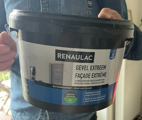 Renaulac Gevel Extreem Buitenmuurverf Antraciet 5L - geopend, Nieuw, Ophalen of Verzenden, Verf, 5 tot 10 liter