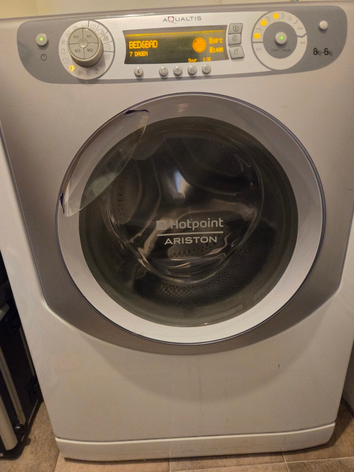 Hotpoint Ariston Aqualtis Wasmachine 8kg + 6kg Droger, 1200 tot 1600 toeren, Gebruikt, 8 tot 10 kg, Ophalen of Verzenden
