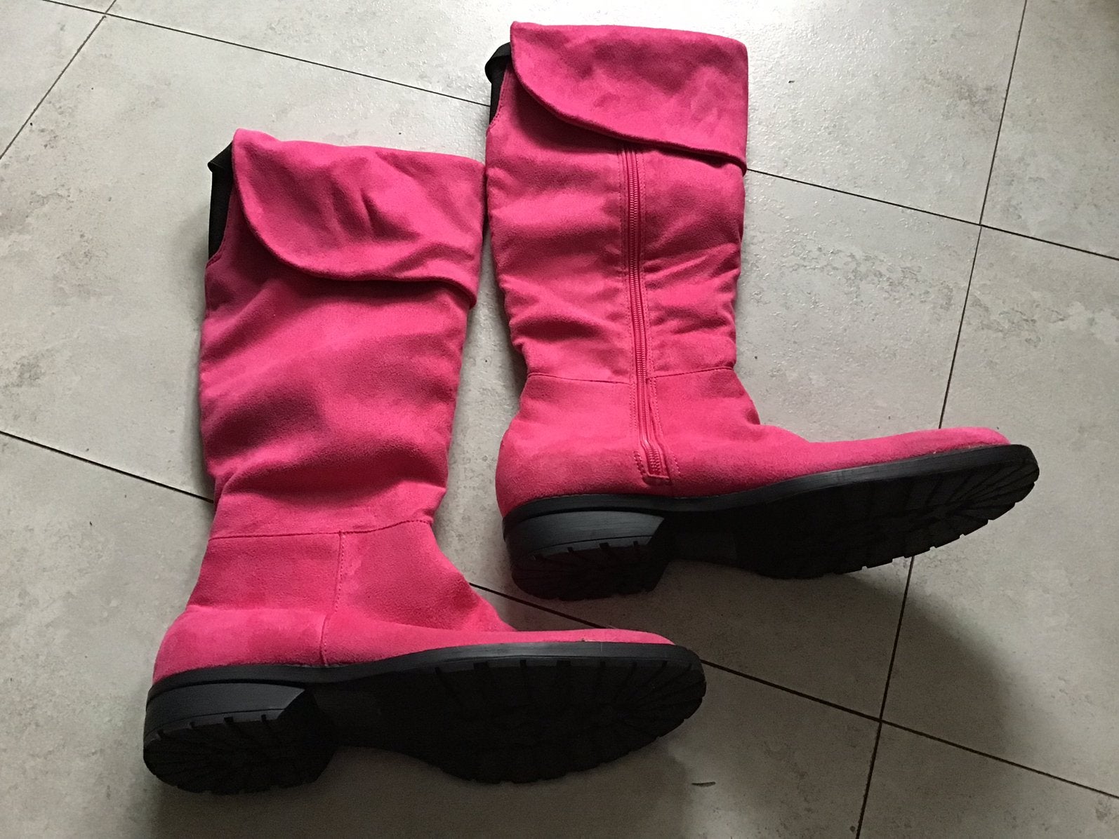 Hoge roze plattelaarzen maat 37 in een suede look, Ophalen of Verzenden, Nieuw, Roze
