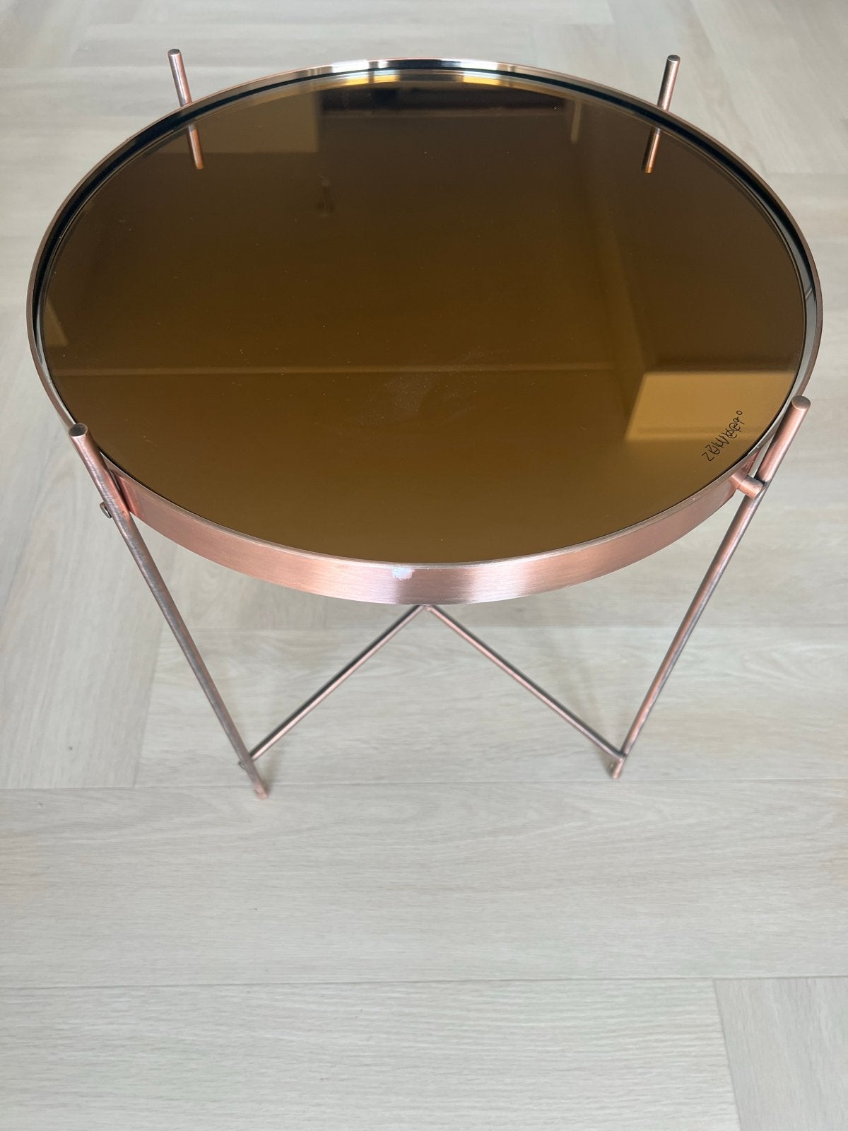 Zuiver Bijzettafel Koperkleurig, Minder dan 55 cm, Gebruikt, Metaal of Aluminium, Rond