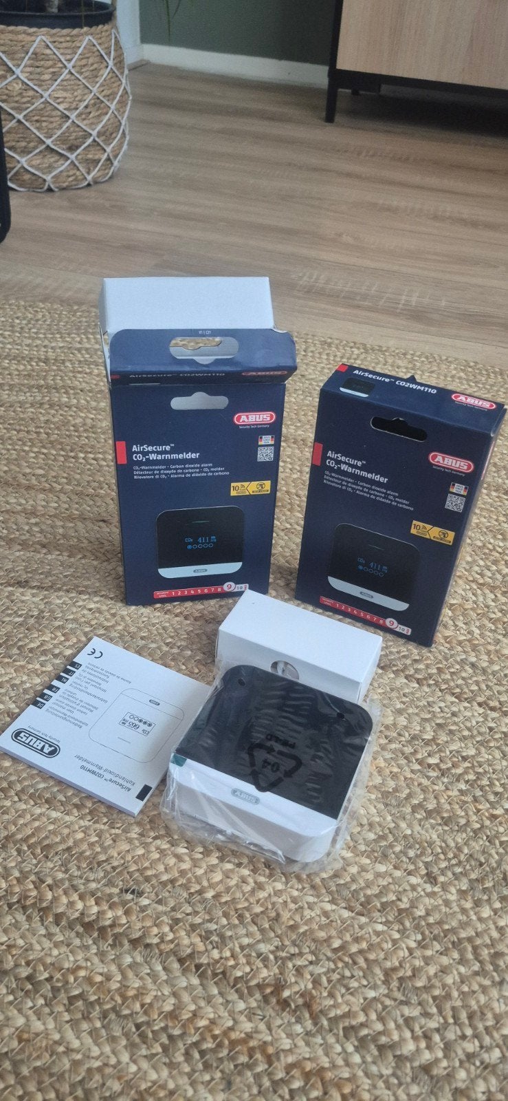 2x Nieuw Abus AirSecure CO2-Warmtemelder CO2WM110, Verzenden