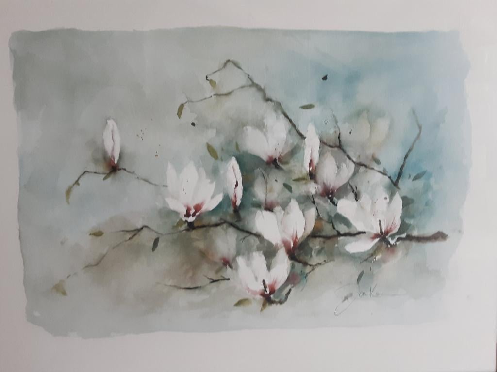 Schilderij Aquarel magnolia, Ophalen