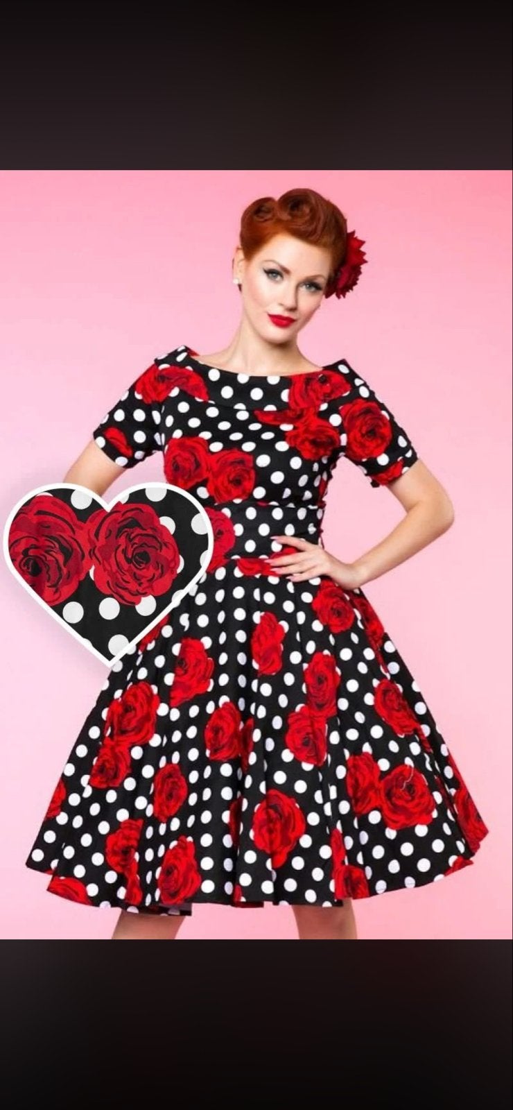 Dolly & Dotty Darlene Polka & Rozen Swing Jurk Maat 26, Kleding | Dames, Zwart, Maat 46/48 (XL) of groter, Nieuw, Ophalen of Verzenden