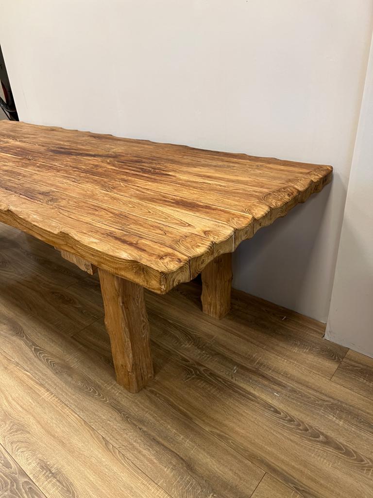 Zware massief teakhouten eettafel PTMD 2.70 x 1.00m, Ophalen, 100 tot 150 cm, Teakhout, Vijf personen of meer