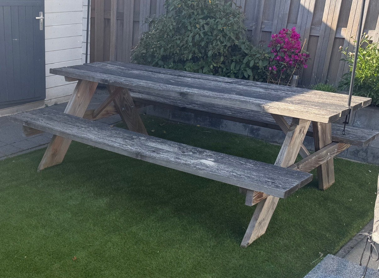 Picknicktafel, Ophalen, Gebruikt, Rechthoekig, Hout
