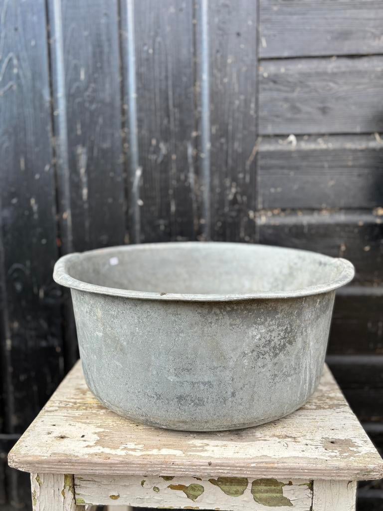 Brocante ronde zinken teil, Ophalen of Verzenden
