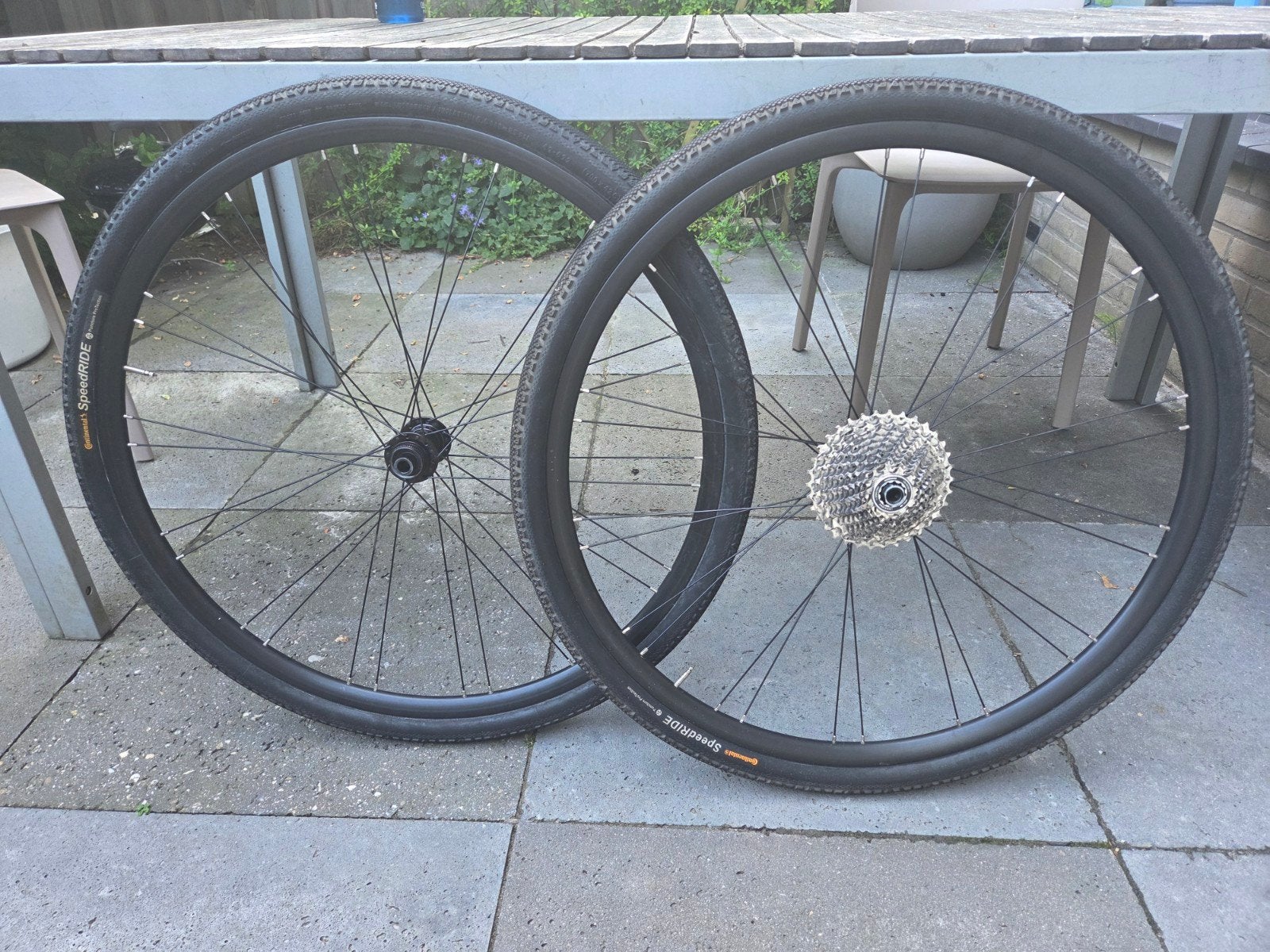 wielset gravel 11-sp disc schijf thruaxle Continental banden, Fietsen en Brommers, Fietsonderdelen, Wiel, Gebruikt, Ophalen of Verzenden