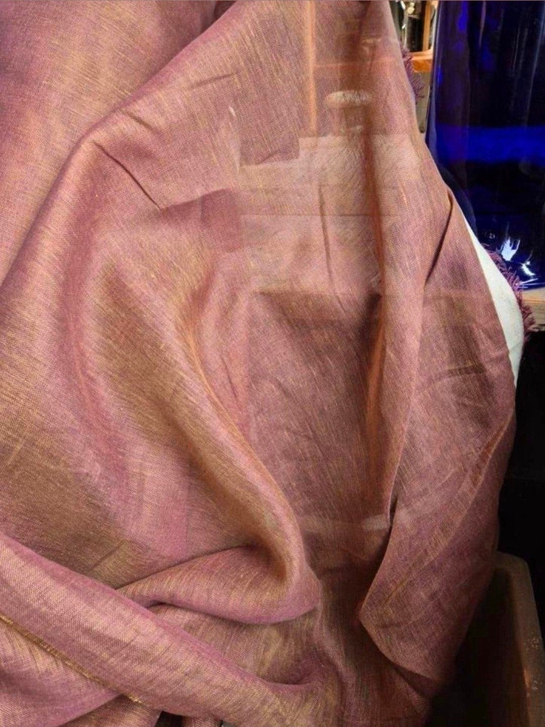 100% linnen vitrage inbetween taupe paarse gloed, Vitrage, Loodveter, Nieuw, Ophalen of Verzenden