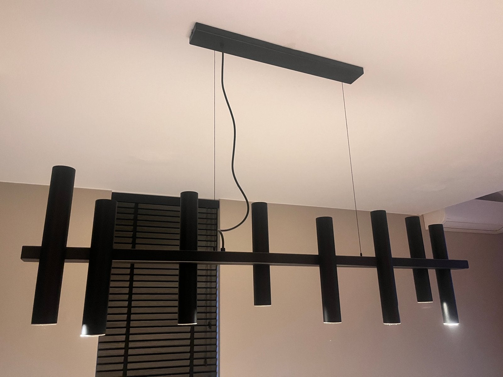 Hanglamp Stelvio 8 lichts zwart van Driehoekmeubelen, Ophalen, Zo goed als nieuw