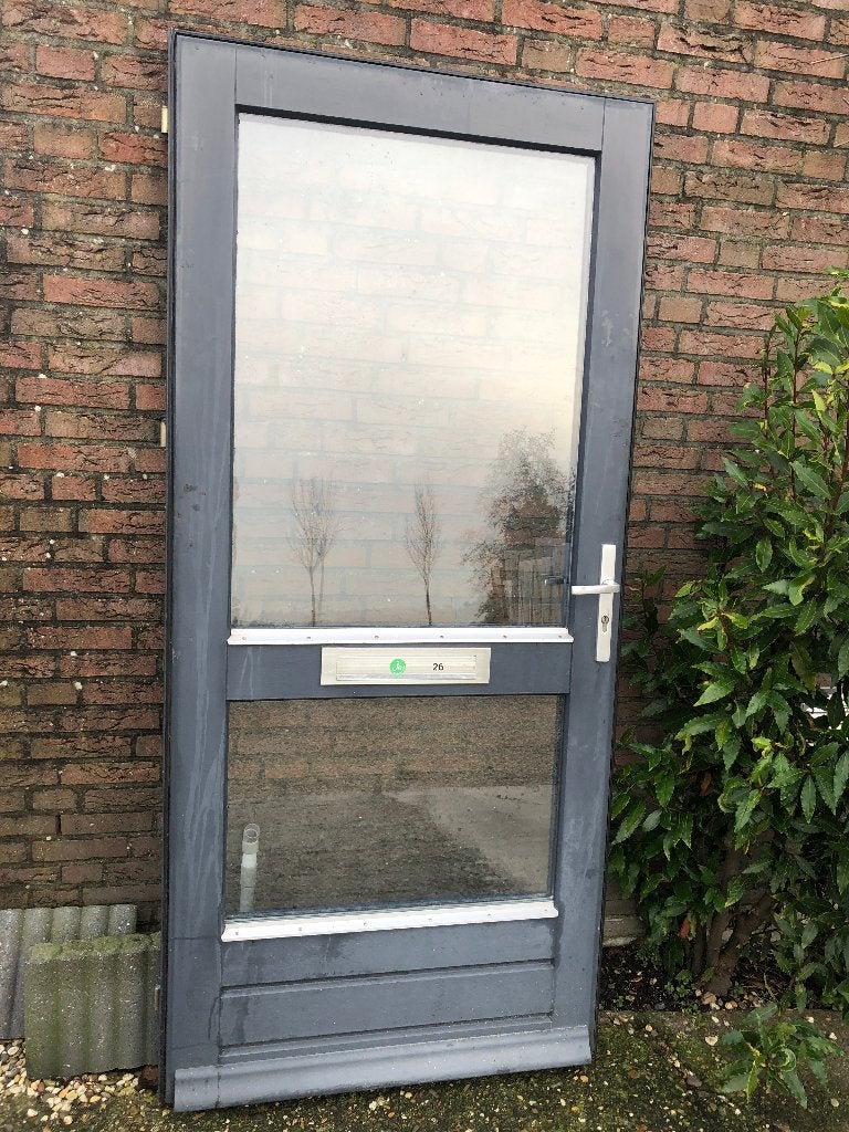 |Hardhouten voordeur| buitendeur| dubbelglas| 201,5 X 92,7|, Ophalen, Gebruikt, 80 tot 100 cm, Buitendeur