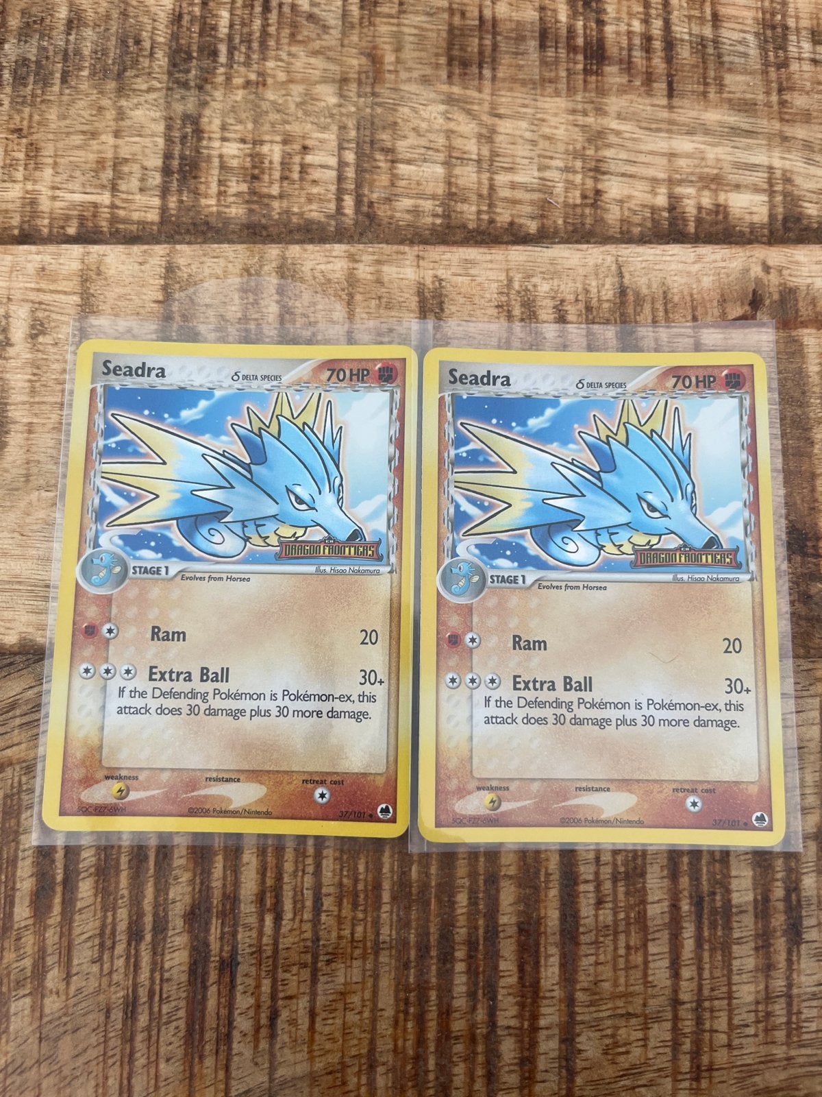 2x Seadra Reverse Holo ex Dragon Frontiers Pokémon kaarten, Ophalen, Zo goed als nieuw, Meerdere kaarten, Foil
