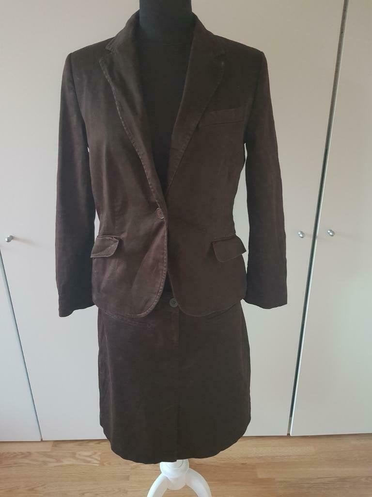 Prachtig bruin mantelpakje van Zara Basic - maat L, Kostuum of Pak, Bruin, Maat 42/44 (L), Ophalen of Verzenden