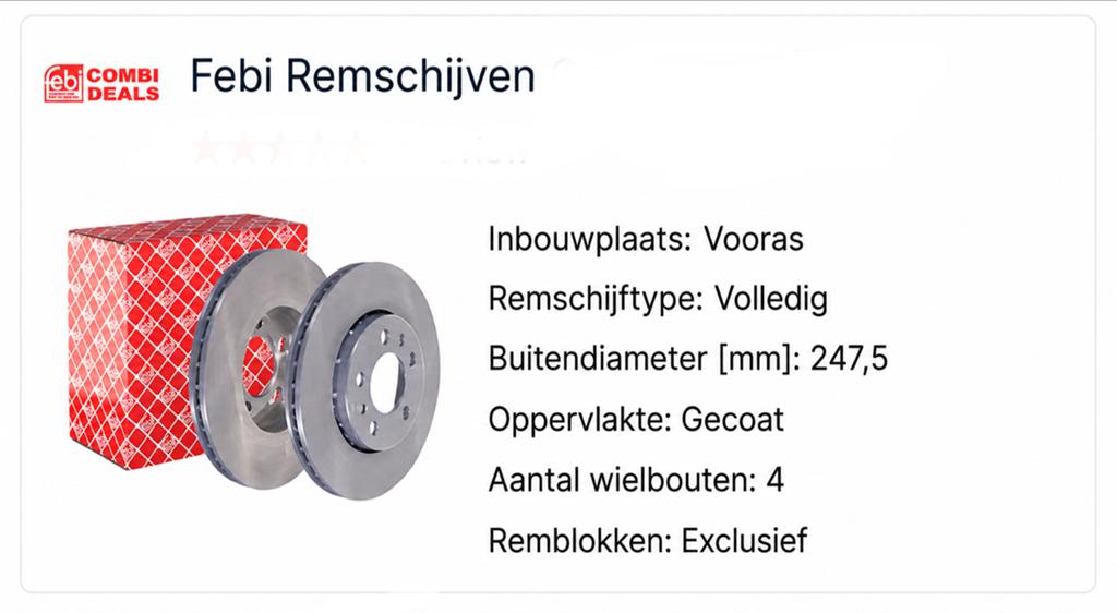 Febi Remschijven voor Citroën Xsara/Peugeot 206/306, Ophalen, Nieuw, Citroën