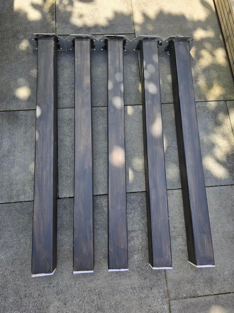 5 Duraline tafelpoten 5x5x72cm, donkerbruin, Huis en Inrichting, Tafelonderdelen, Tafelpoot, Minder dan 50 cm, 50 tot 100 cm, Zo goed als nieuw