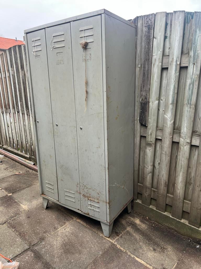Stevige metalen fabriekskast 90x180cm - Opslagkast, Huis en Inrichting, Kasten | Lockerkasten, Ophalen, Gebruikt