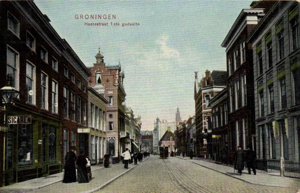 Groningen - Heerestraat 1ste gedeelte - tram - 1907 - ongelo, Verzenden, Voor 1920, Ongelopen, Groningen