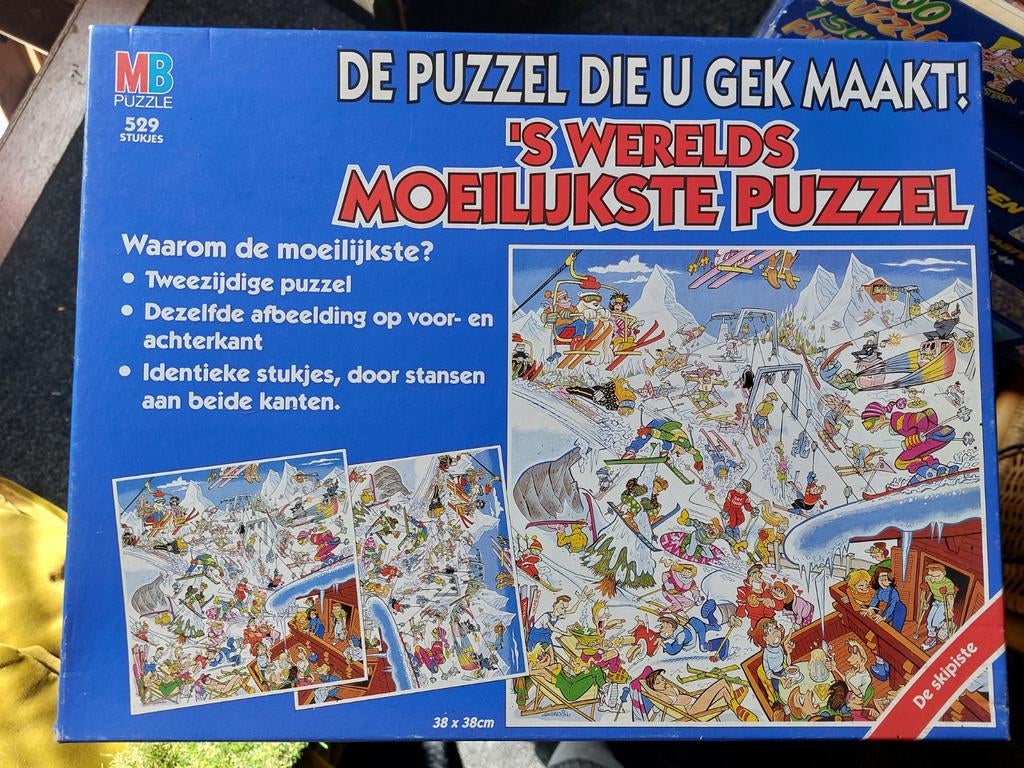 MB 's Werelds Moeilijkste Puzzel - De Skipiste 529 stukjes, Ophalen, 500 t/m 1500 stukjes, Gebruikt, Legpuzzel