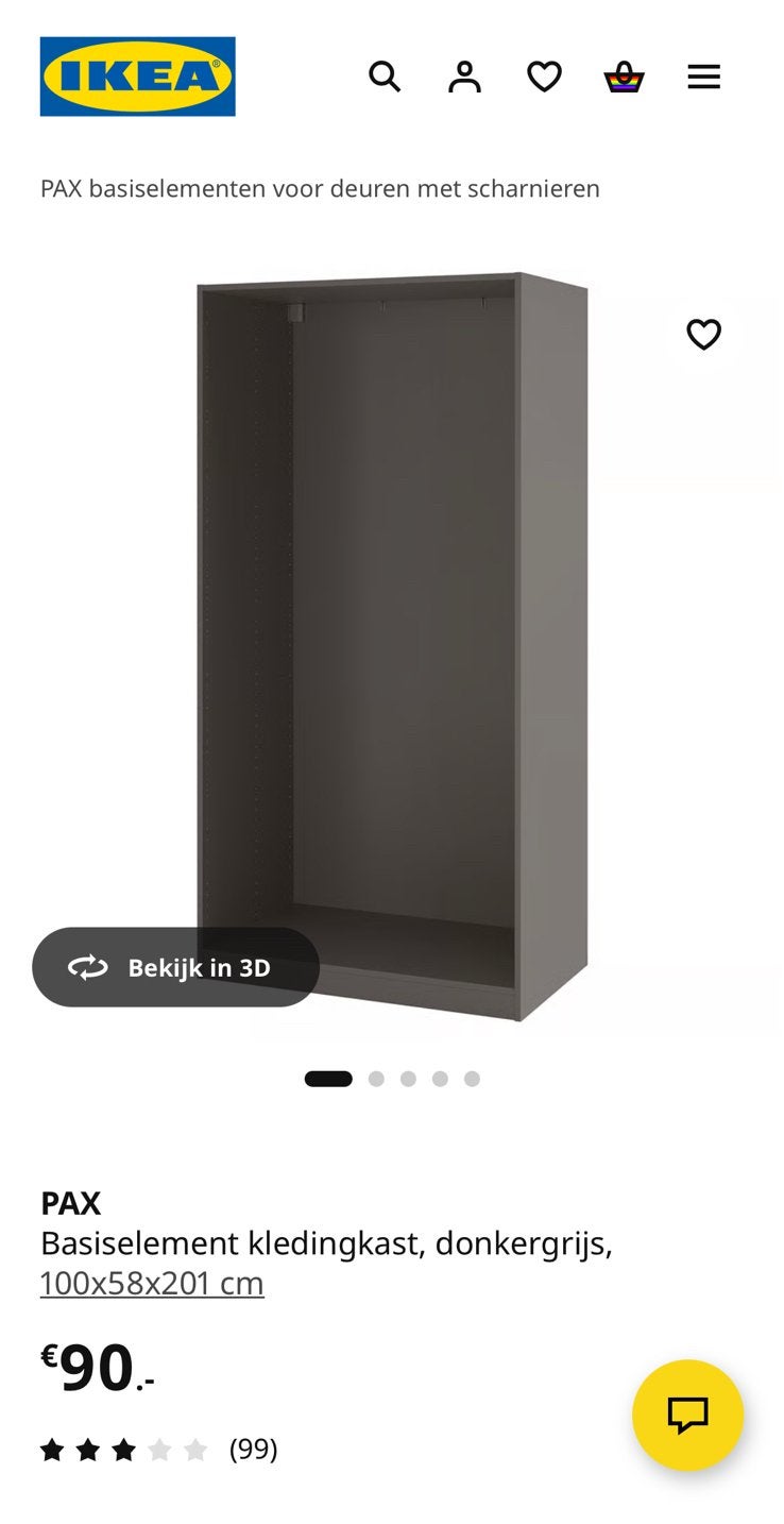 Pax kast, nieuw in doos, Ophalen, 200 cm of meer, Nieuw, 50 tot 100 cm