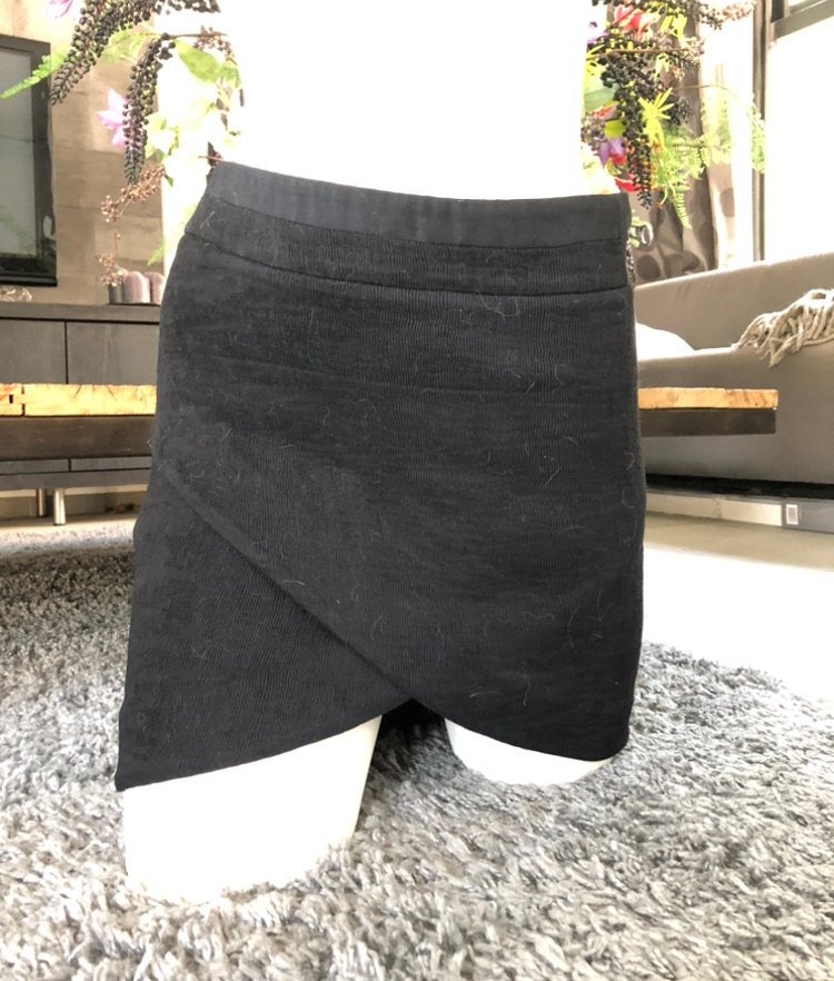 Zwart ribfluwelen overslagrokje - Maat S van H&M, Zwart, Ophalen of Verzenden, Zo goed als nieuw, Maat 36 (S)