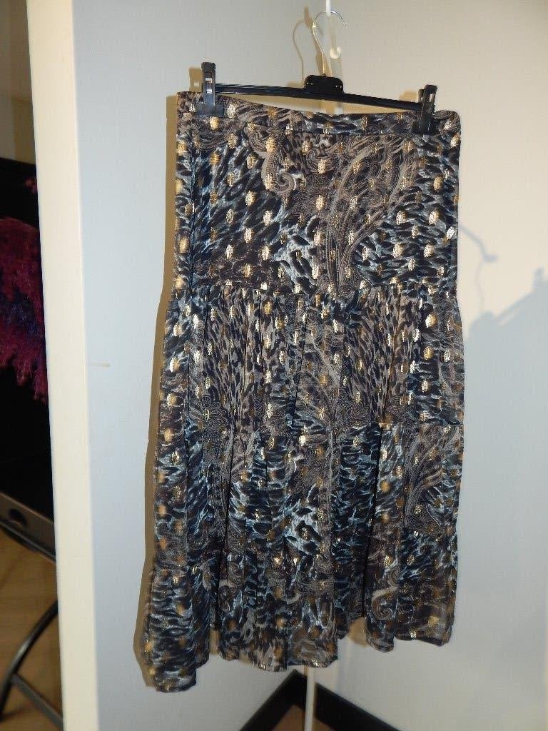 Ladress prachtige rok print goud door de stof goud label XL, Kleding | Dames, Meerkleurig, Maat 46/48 (XL) of groter, Ophalen of Verzenden