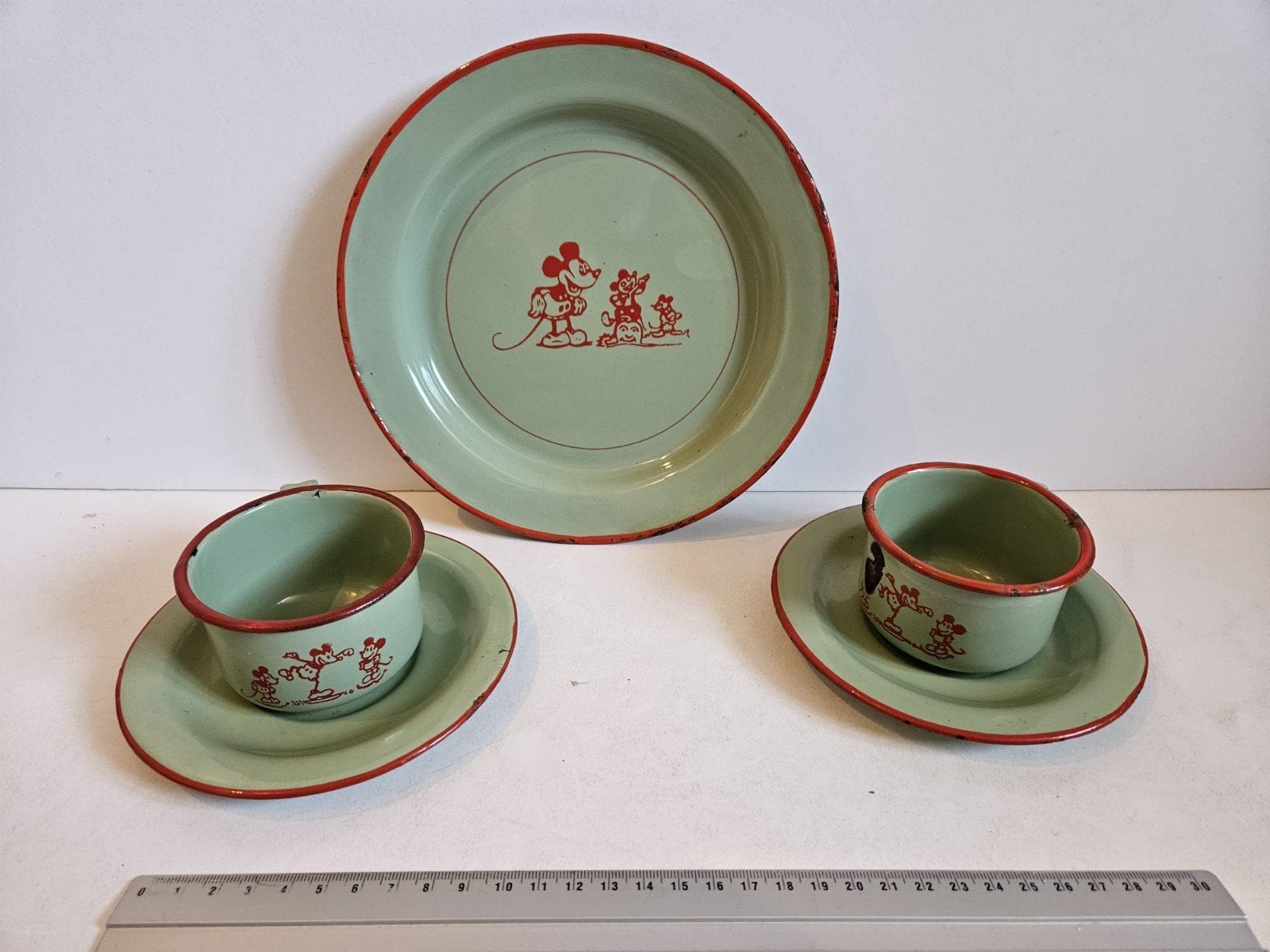 Vintage Mickey Mouse Kinder Serviesset - Emaille, Ophalen of Verzenden