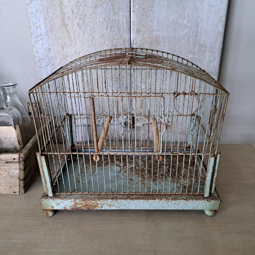 Brocante oud metalen vogelkooitje vogelkooi kooitje *Etage3*, Gebruikt, ., Ophalen of Verzenden, .