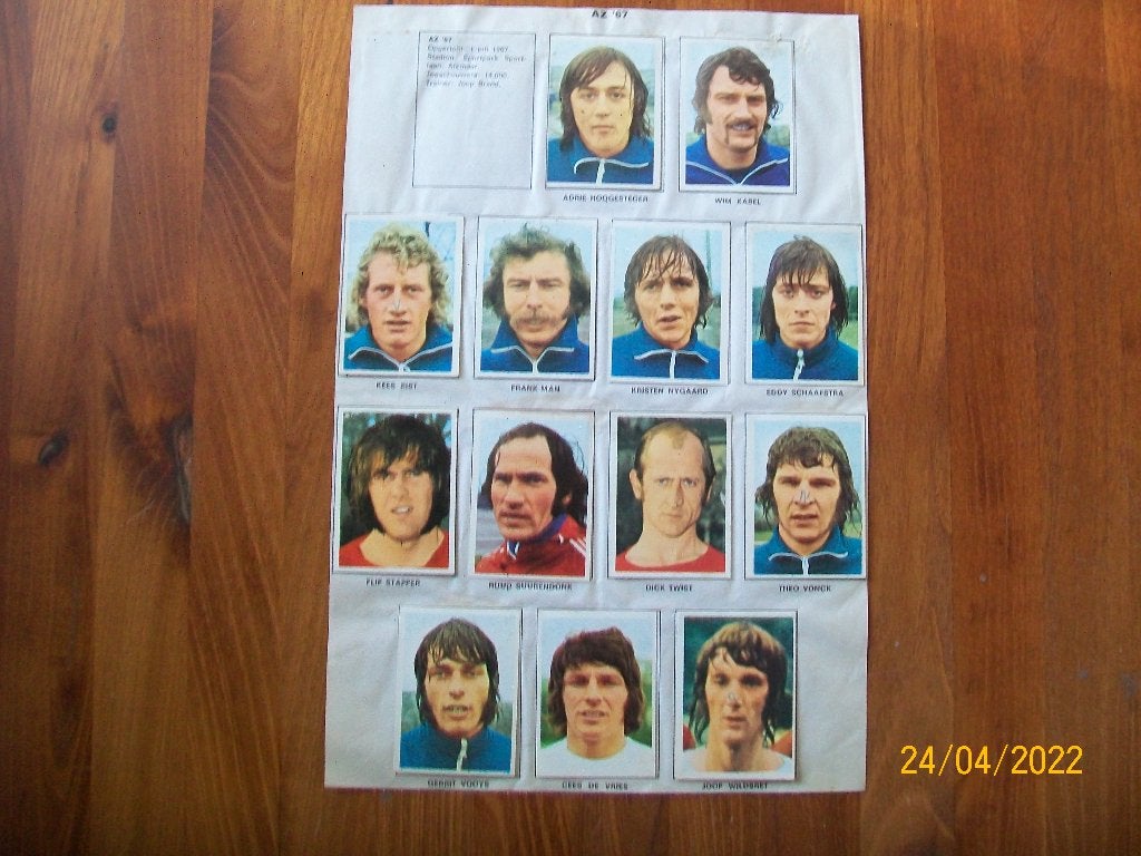 Vanderhout plaatjes AZ ' 67 seizoen 73-74 Voetbalsterren, Verzenden, Gebruikt, AZ, Poster, Plaatje of Sticker