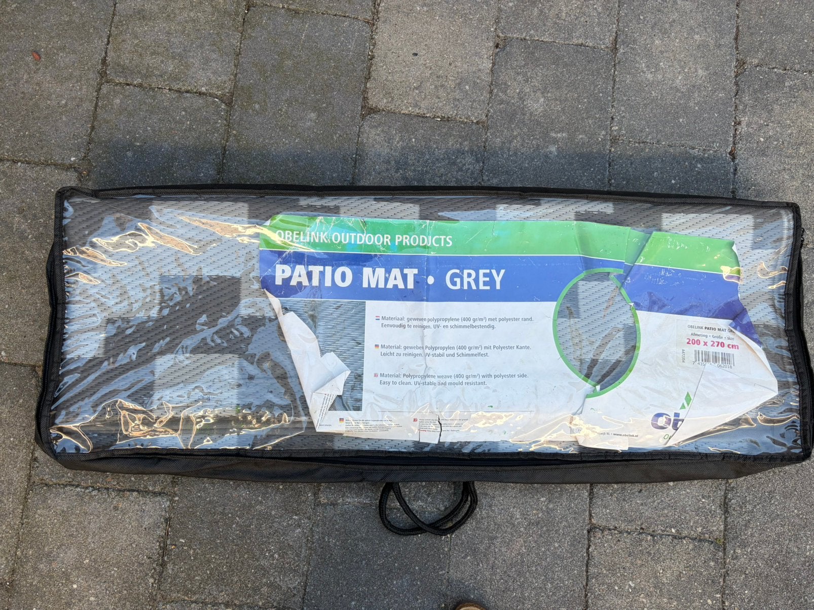 Obelink patio mat grey, Caravans en Kamperen, Kampeeraccessoires, Ophalen of Verzenden, Zo goed als nieuw