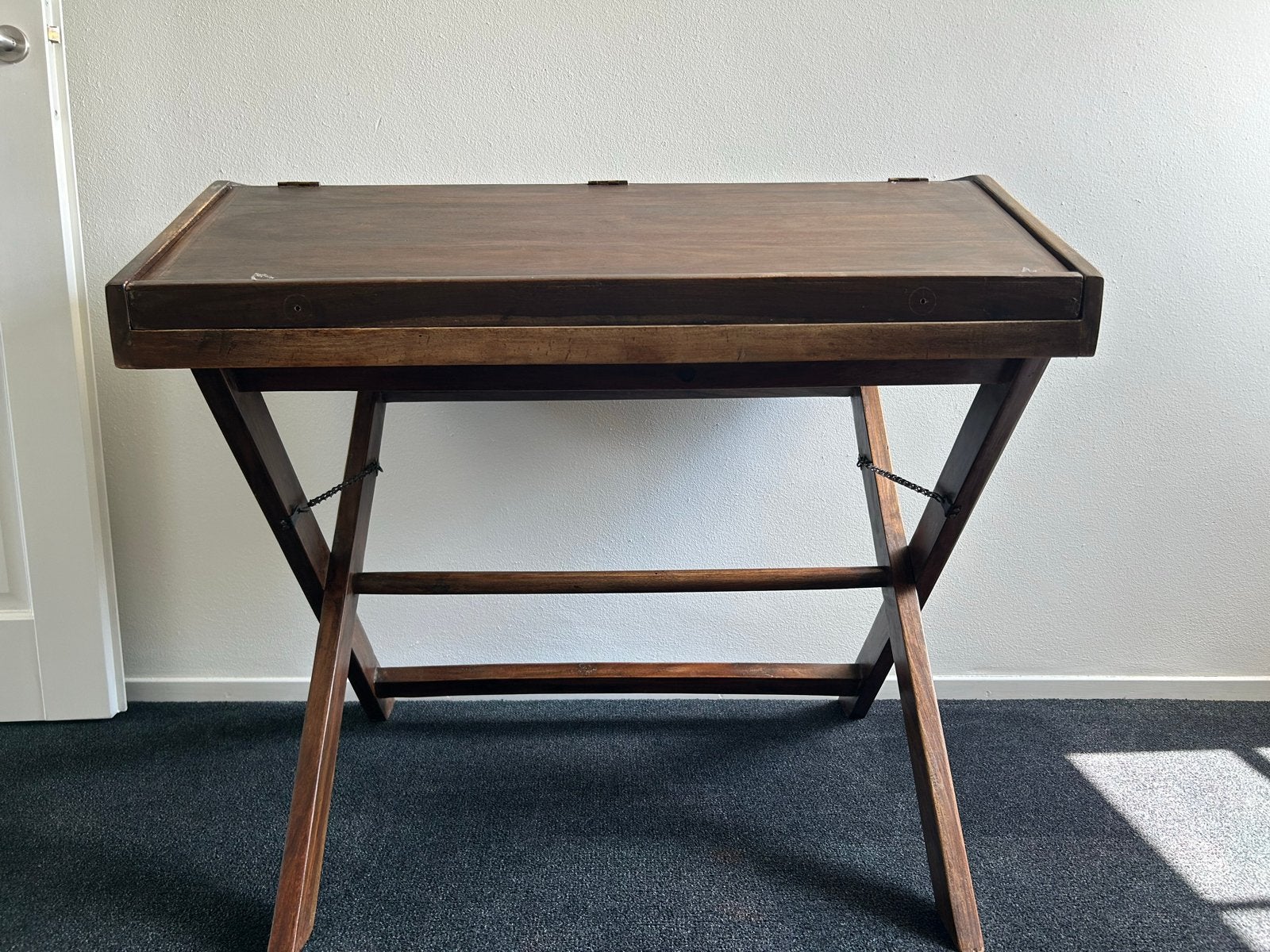 Antieke koloniale campagne secretaire/bureau, Antiek en Kunst, Antiek | Meubels | Tafels, Ophalen