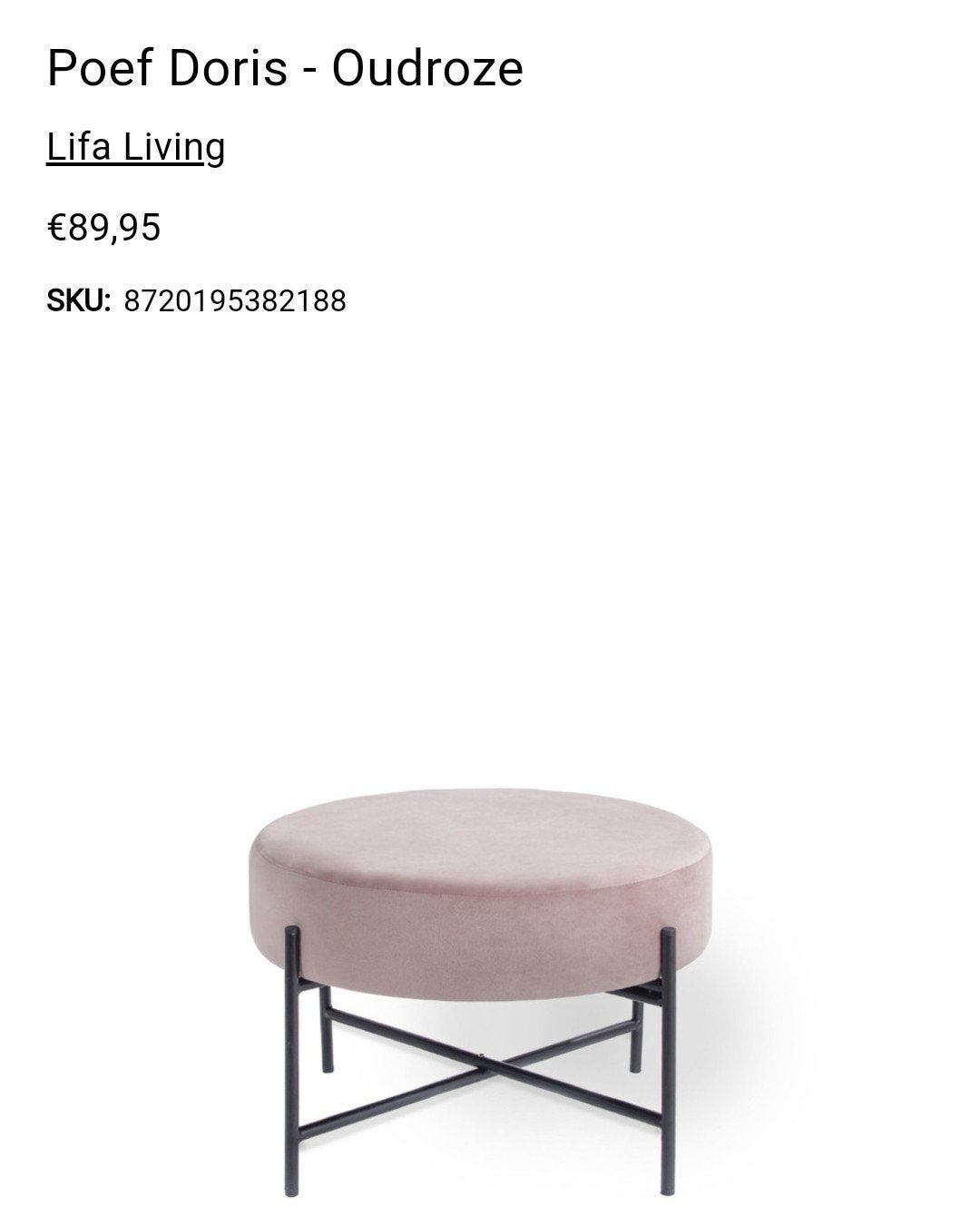 Poef - oud roze, Ophalen, Minder dan 50 cm, Rond, Nieuw