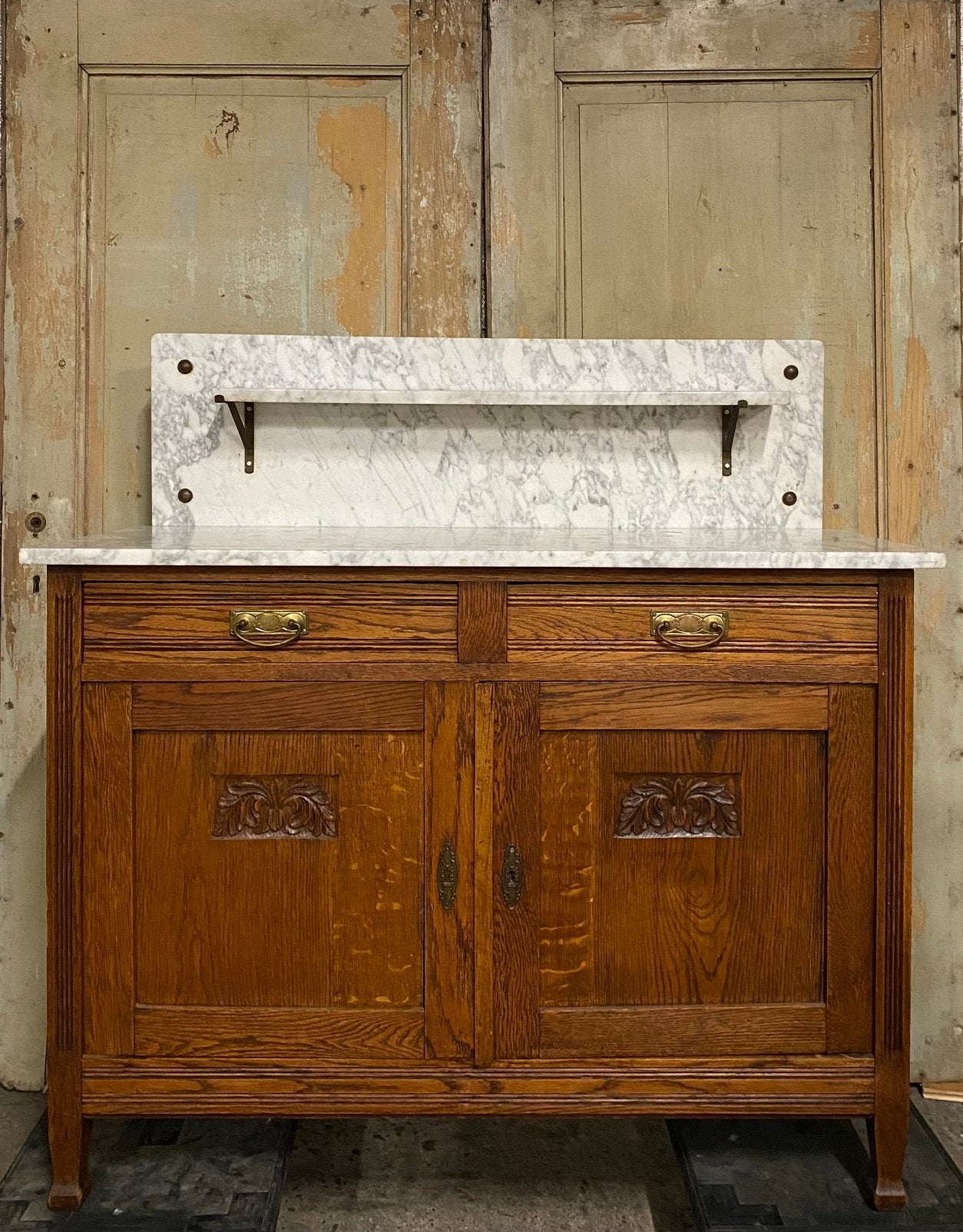 Antieke Commode, Wasmeubel, Marmer Blad. Originele Spiegel, Antiek en Kunst, Ophalen