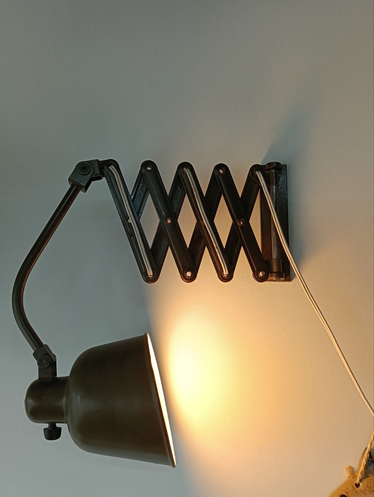 Vintage schaarlamp - uittrekbaar (kap blijft niet staan), Ophalen of Verzenden