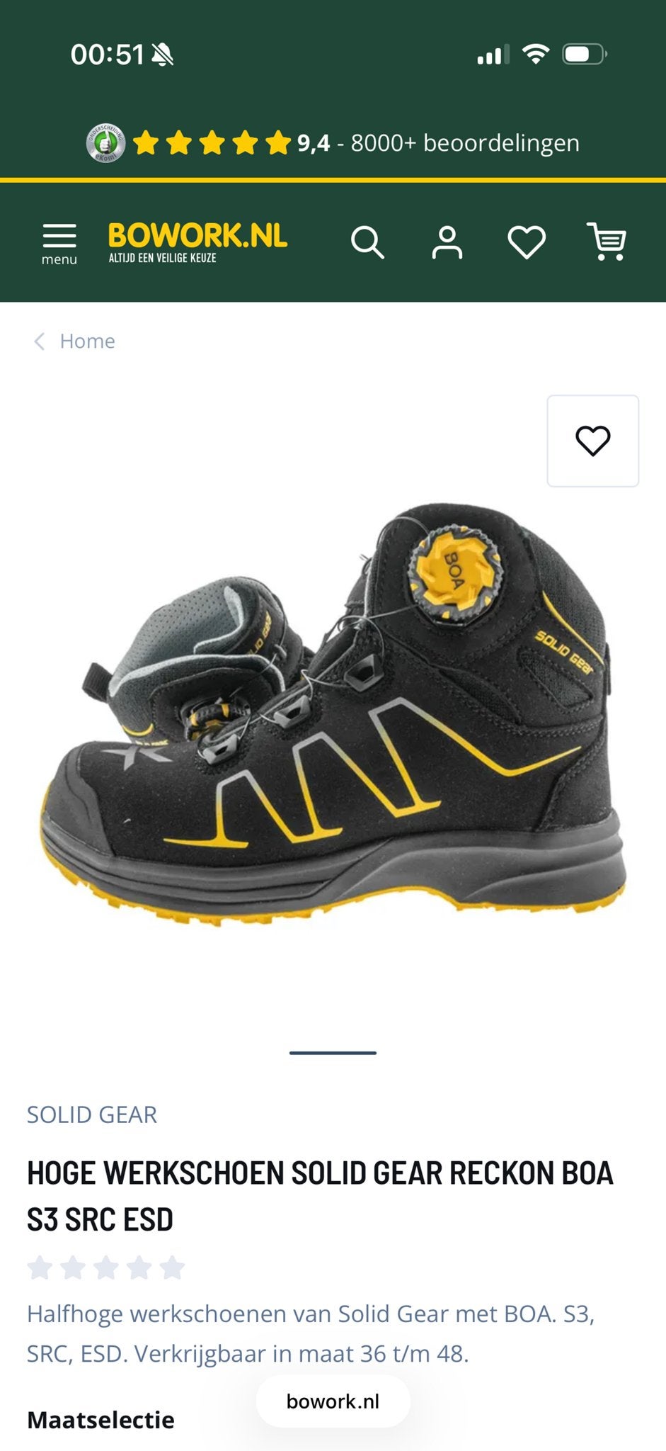 Solid Gear Recon Boa S3 SRC ESD Werkschoenen - Maat 44, Ophalen of Verzenden, Nieuw