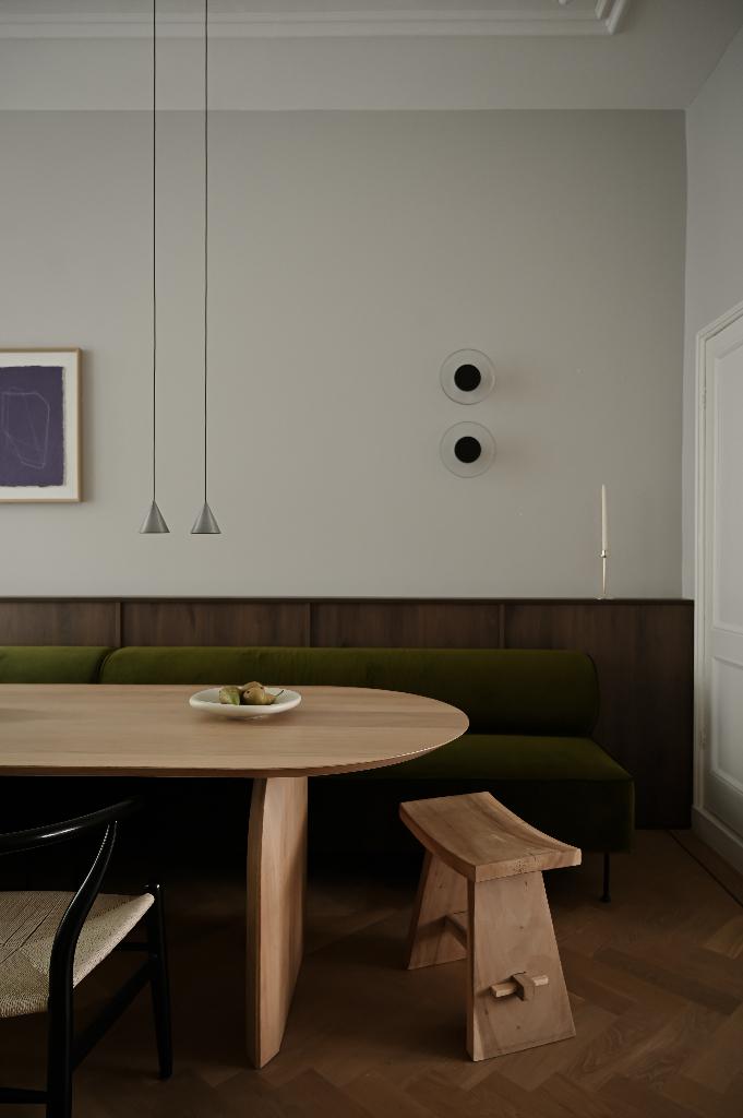 2x Audo Copenhagen Eave Dining bank 200cm, Ophalen, Overige kleuren, Zo goed als nieuw, Groen fluweel