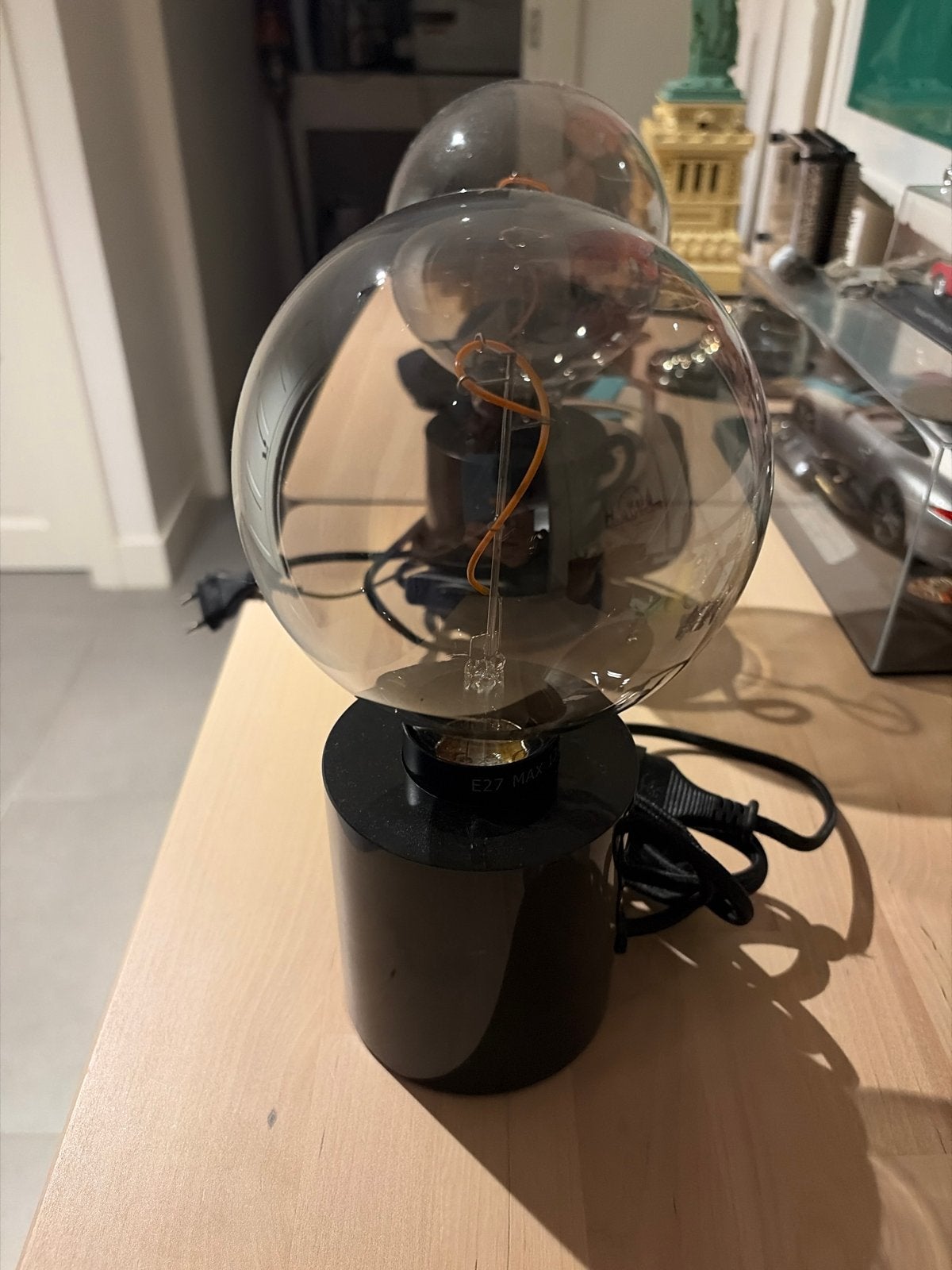 2x IKEA bedlampjes met E27 fitting, Kunststof, Gebruikt, Nachtlamp, Zwart