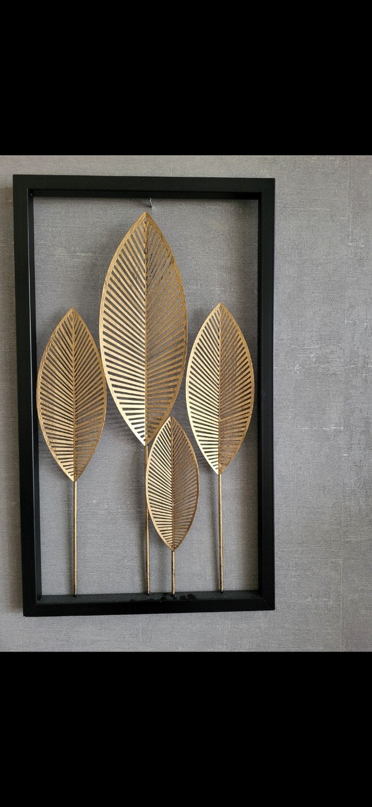 Wanddecoratie zwart met goudkleurig 30 bij 60 cm, Ophalen of Verzenden, Metaal of Aluminium, 50 tot 75 cm, 50 tot 75 cm