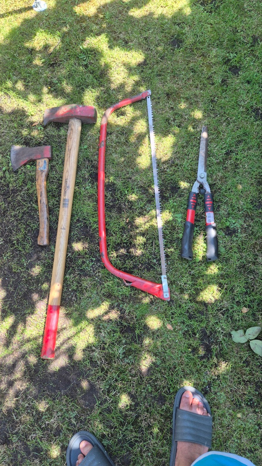 Tuin gereedschap set: Bijl, Kloofhamer, Zaag, Snoeischaar, Ophalen
