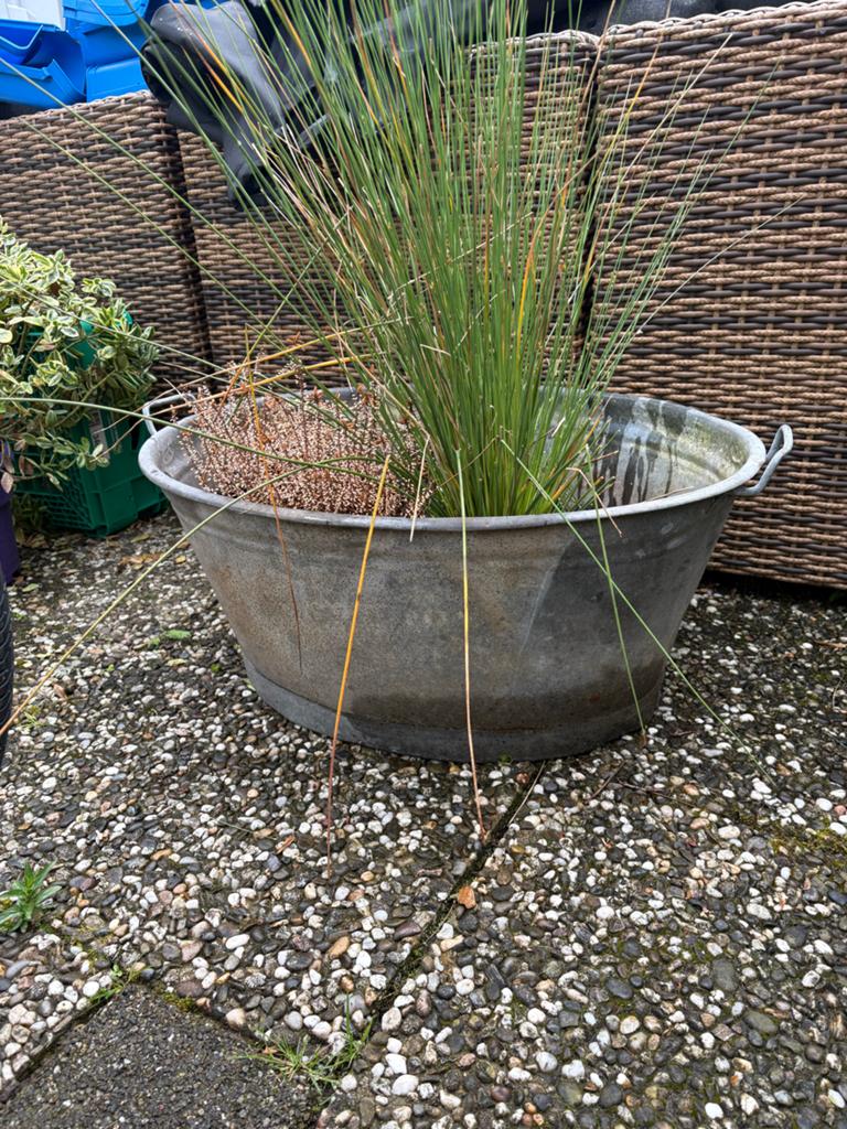 Grote zinken teil / plantenbak voor tuin of balkon, Tuin en Terras, Ophalen, Gebruikt, Balkon, 40 cm of meer
