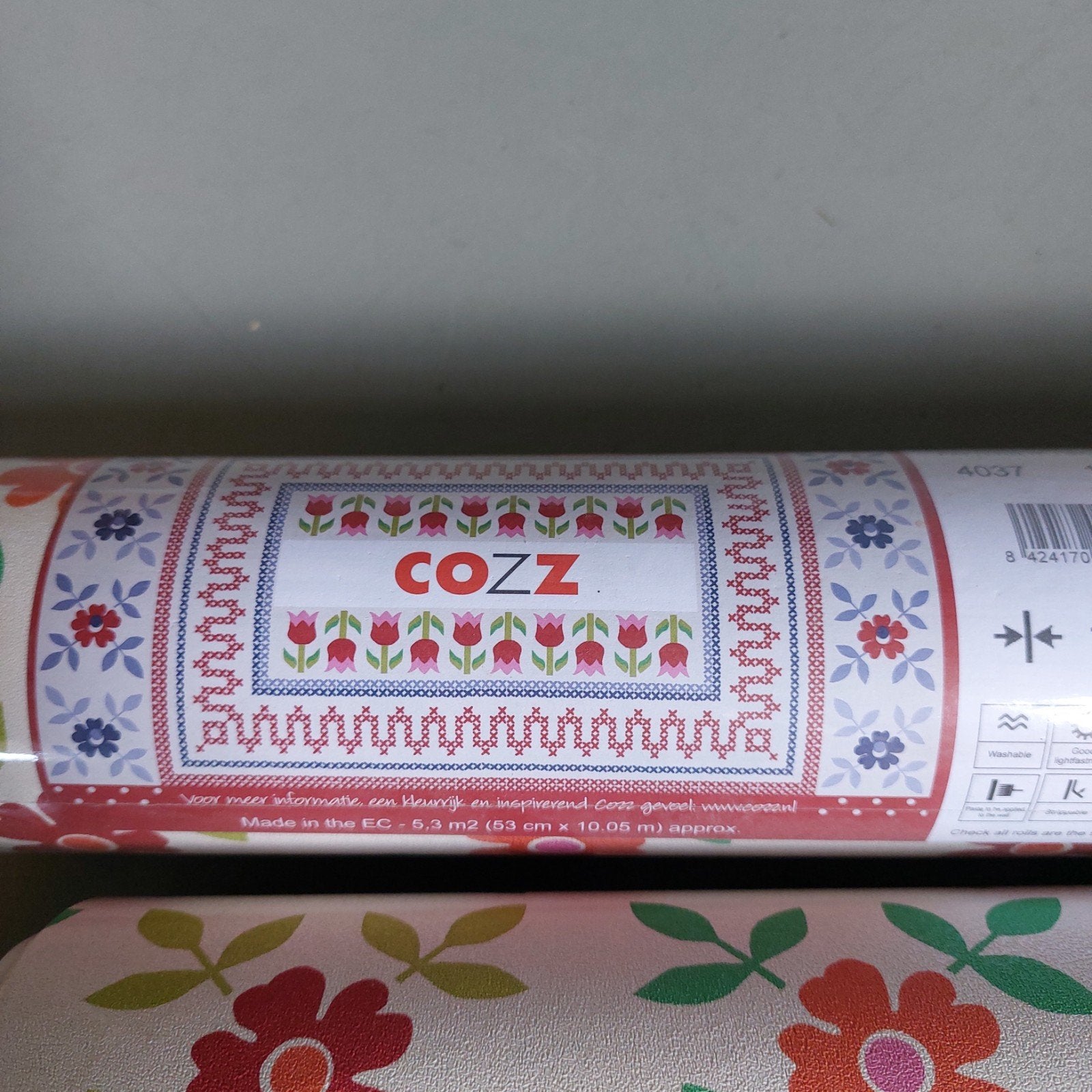COZZ Behangrol met Bloemenpatroon - 1,5 rol, Huis en Inrichting, Bloemen, Overige merken, Groen, Modern