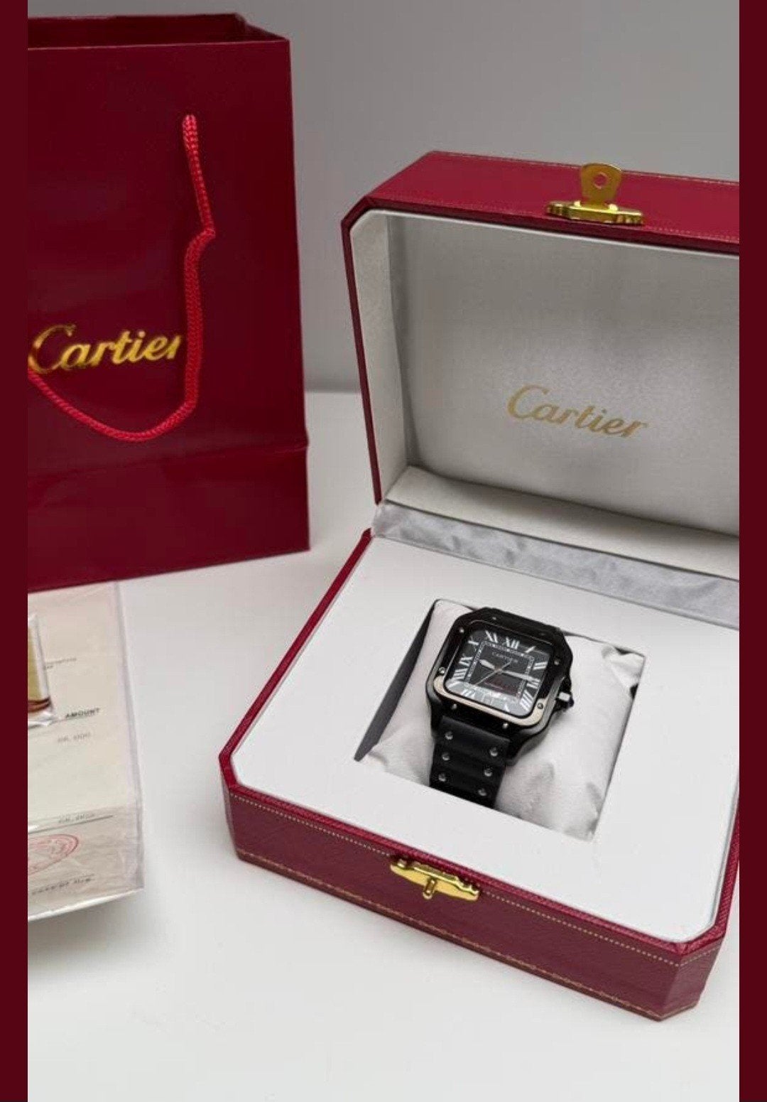 Cartier Santos de Cartier horloge Black 40MM, Sieraden, Tassen en Uiterlijk, Horloges | Heren, Ophalen of Verzenden, Nieuw, Staal