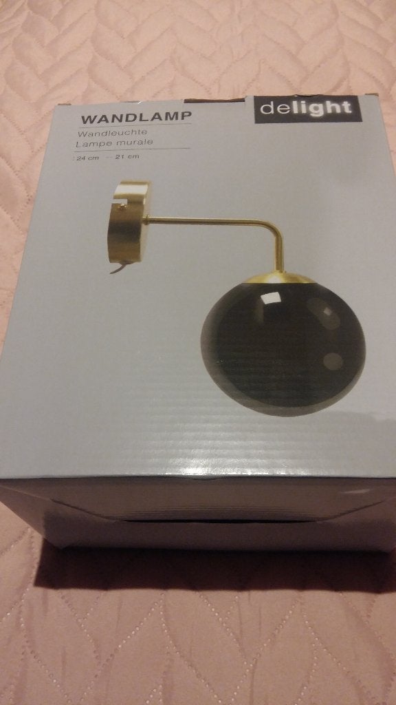 mooie nieuwe wandlamp in de kleur goud met bol, Ophalen, Nieuw, Glas, E14 (klein)