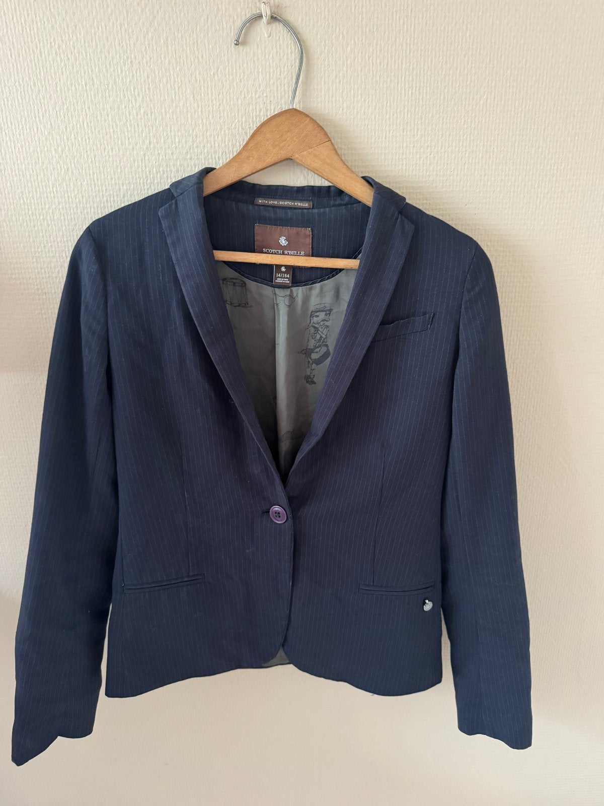 Scotch R'Belle gestreept jasje met elleboogstukken, Blauw, Ophalen of Verzenden, Zo goed als nieuw, Jasje