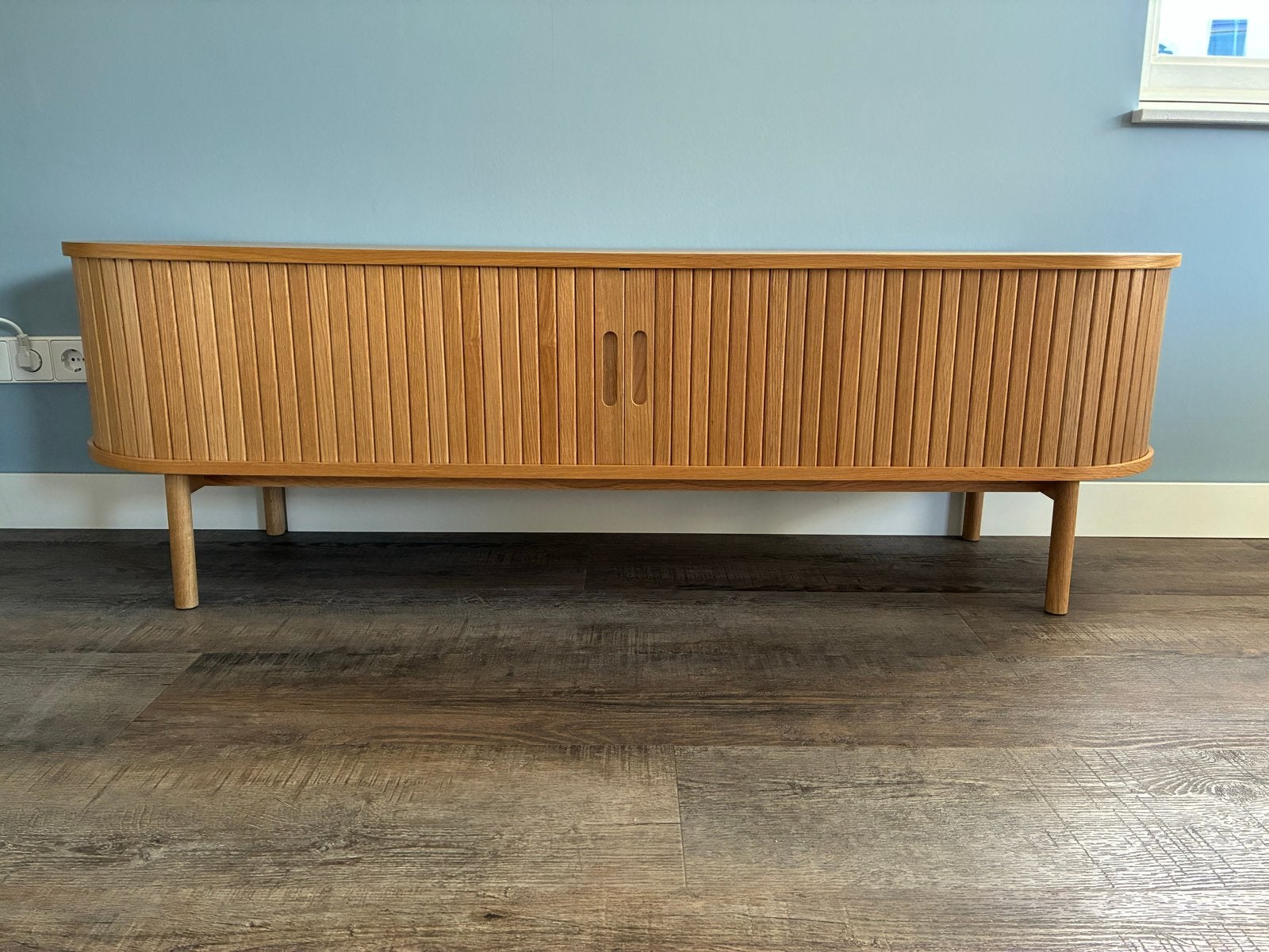 JYSK LYNGVIG TV-meubel/dressoir naturel eiken, Ophalen, Gebruikt, 100 tot 150 cm, Eikenhout