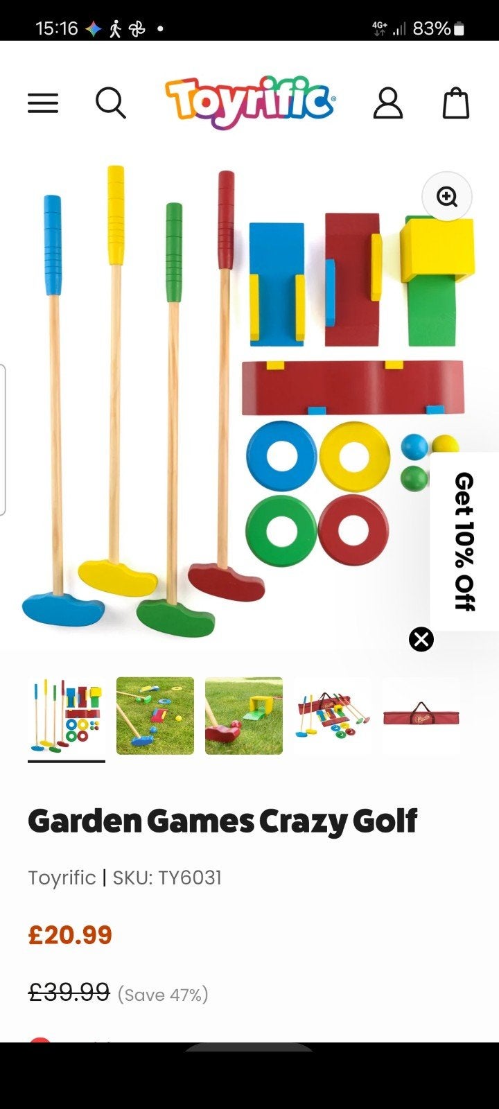 Buitenspeelgoed; houten minigolf, Verzenden, Zo goed als nieuw