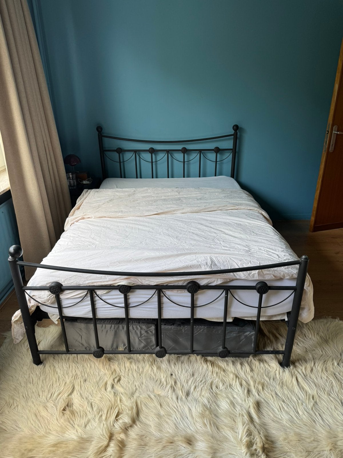 Spijlen bed 140x200, Ophalen, Gebruikt, Zwart, Tweepersoons