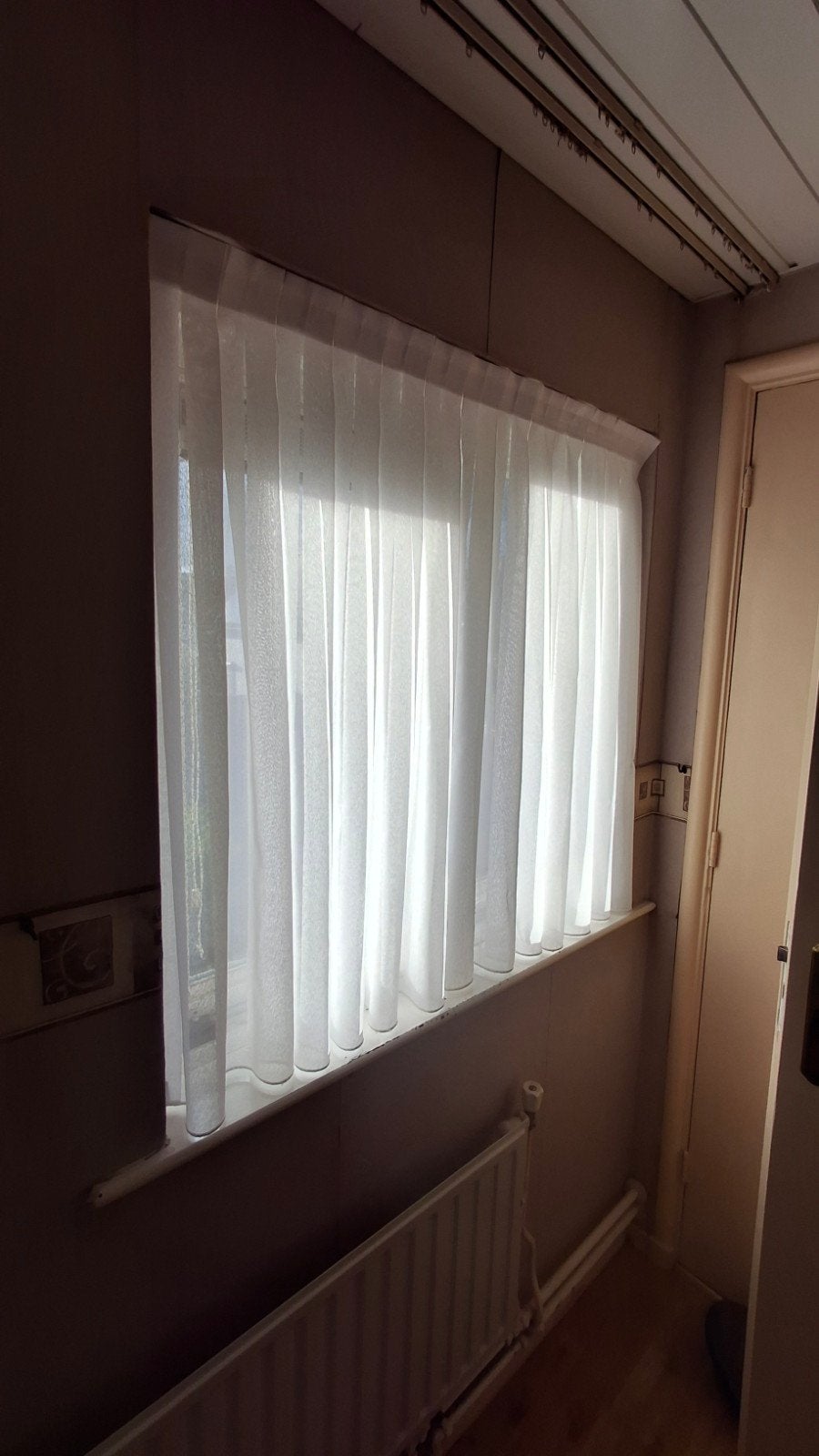 4 stuks witte vitrage voor slaapkamer, Vitrage, Gebruikt, Wit, Ophalen of Verzenden