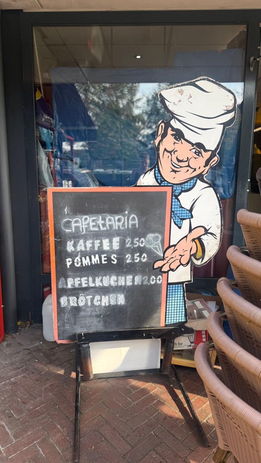 ‍ Vintage horeca krijtbord met grote chef – reclamebord, Ophalen, Gebruikt, Reclamebord